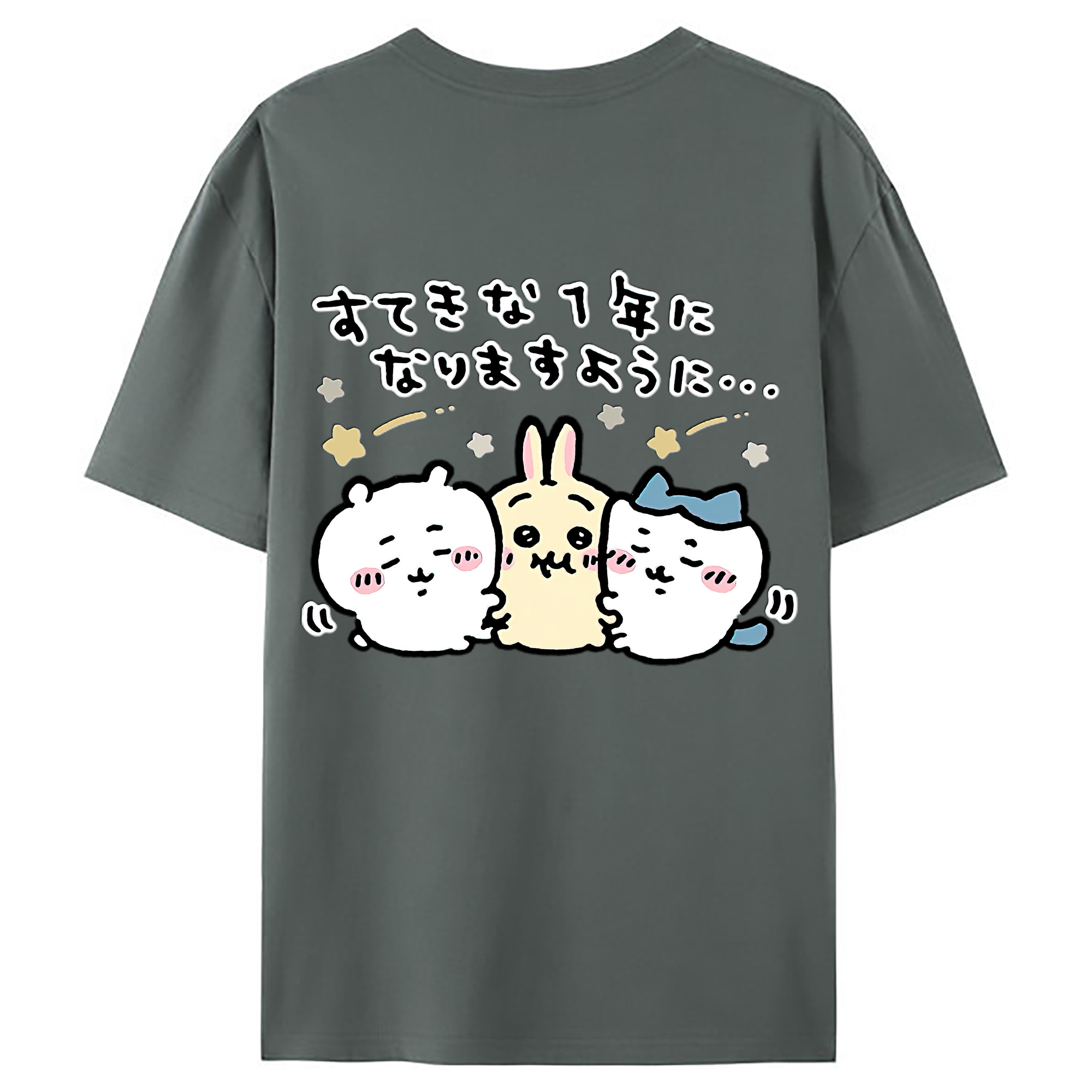 （画像用） ちいかわ ちいかわ Chii-kawa chiikawa 綿100％ メンズ半袖Tシャツ（バックプリント） 通気性